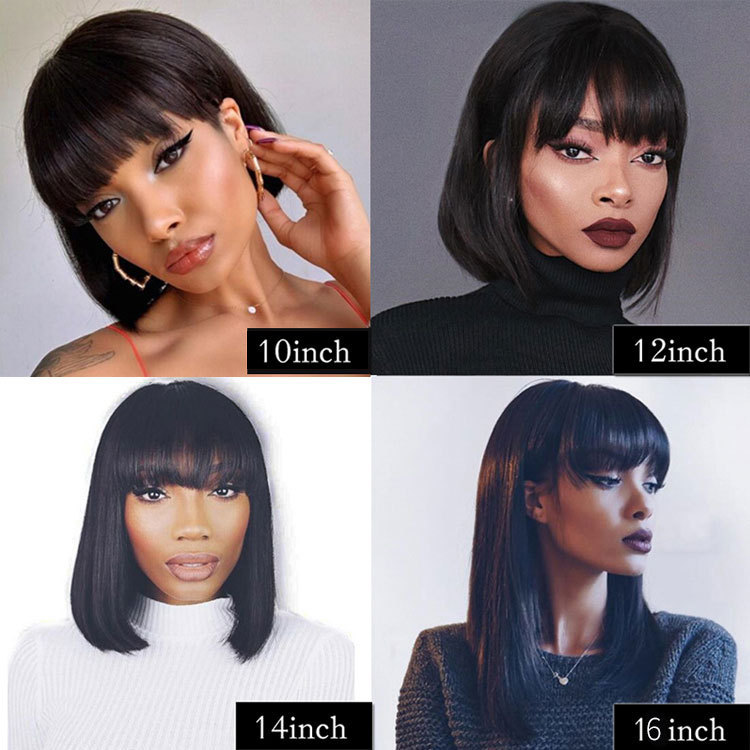European and American fashion wig air bangs short straight bobo head wig women 12 inch bobo head cover manufacturers spot