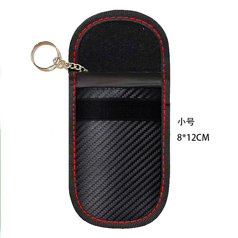 Amazon 2024 new carbon fiber car key case signal shielding bag anti-theft key case RFID customization