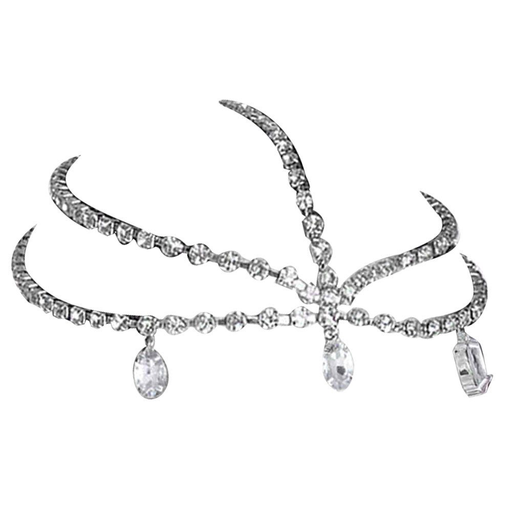 Cross-Border Rhinestone Forehead Chain Hair Accessories, Personalized Fashion European and American Retro Water Drop Pendant Head Chain Full Diamond Hair Accessories Hair Crown