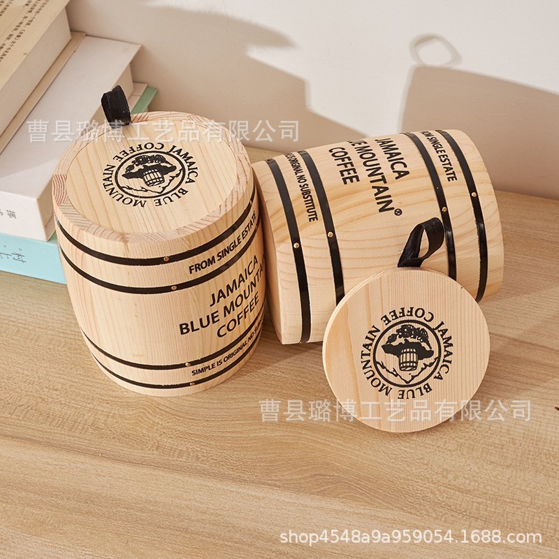 Деревянное ведро для кофе, многофункциональное, массивное дерево, ведро для хранения кофейных зерен, ведро для рассыпного чая, ведро для приправ на кухне