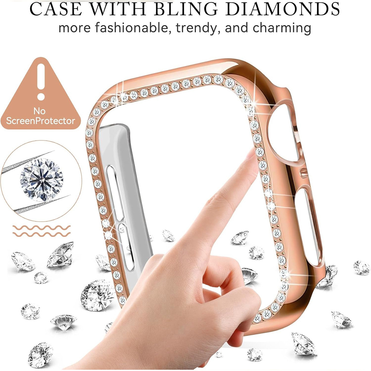 For Apple S10 single drill case Apple watch diamond hollow protective cover 42/46MM with drill frame