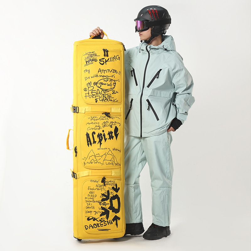 Новая водонепроницаемая сумка для лыж, сумка для одной доски, сумка для двух досок с колесами, три отсека, разделение на сухое и мокрое, большая емкость, можно сдавать в багаж