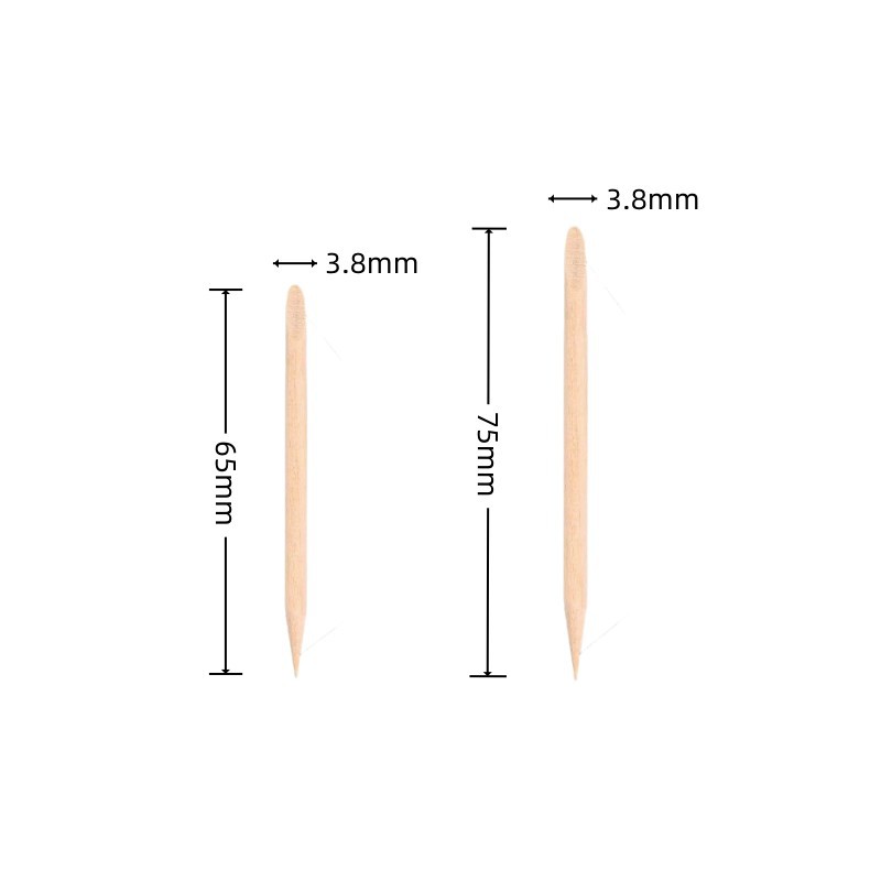 65Mm/75Mm Manicure Orange Wood Stick Dot Drill Stick Dead Skin Push Beauty Wooden Stick with One Point and One Oblique Nail Removal Small Wooden Stick