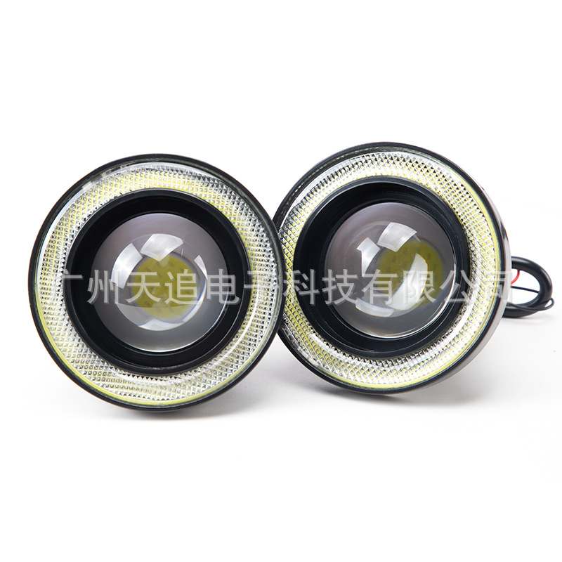 Tianzhu Car Led Fog Light 89mm with Cob Angel Eyes Bull's Eye Fog Light Modified Fog Light Daytime Running Light 3.5inch