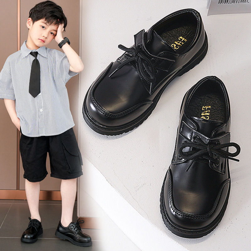 Children's Shoes, Boys' Leather Shoes, Spring & Fall 2024 New Korean Style British Style Middle-Aged and Primary School Students' Campus Performance Shoes
