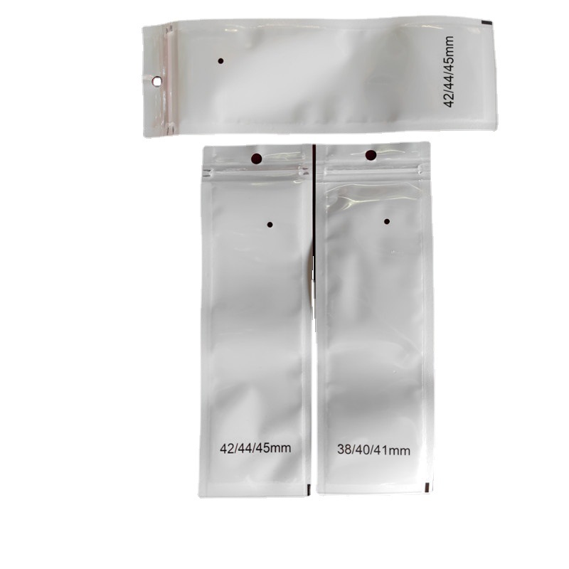 Apple Silicone Watch with Packing Bag Size Long Short White Pearlescent Film Yin and Yang Self-sealing Bag Factory Spot