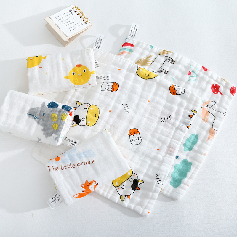 Cotton small square six-layer high density gauze towel newborn baby saliva towel baby wash face towel wholesale