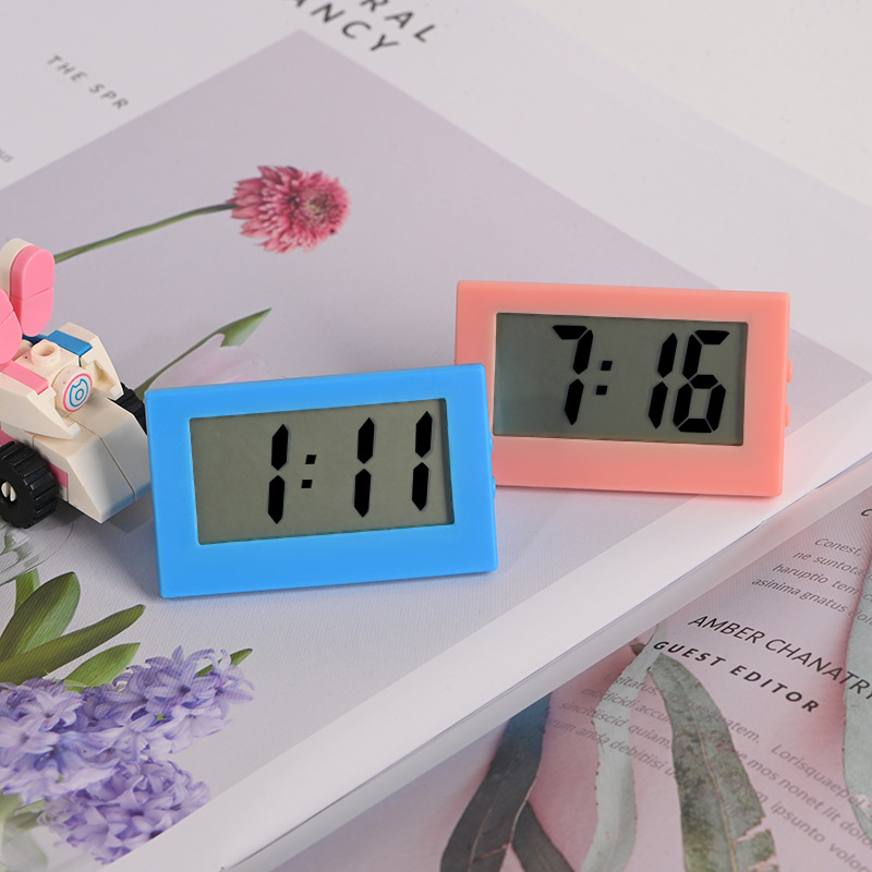 Mini Electronic Clock Triangle Vertical Mute Office Learning Desktop Watch Time Date Decoration Miniature Clock