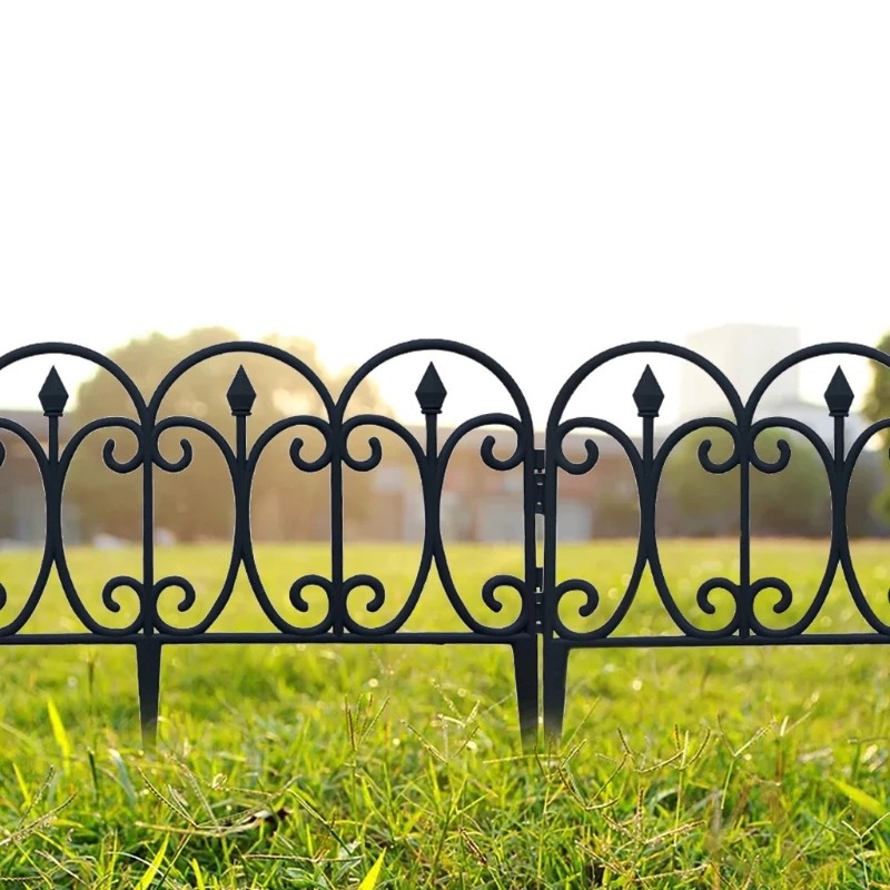 Factory plastic fence imitation stone garden fence insert black fancy fence garden decoration garden plastic fence insert