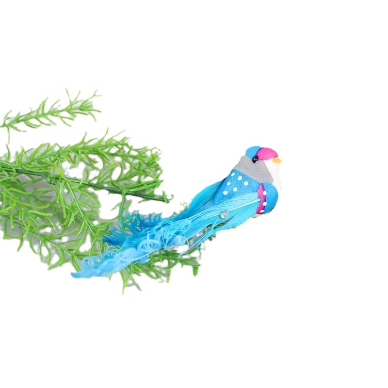 Simulation foam feather bird model garden courtyard creative set kindergarten decoration curly tail bird clip