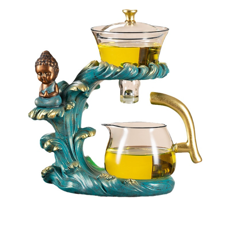 Glass tea set suit household Kung Fu Tea Cup lazy magnetic suction teapot artifact anti-scald hand tea tea set suit