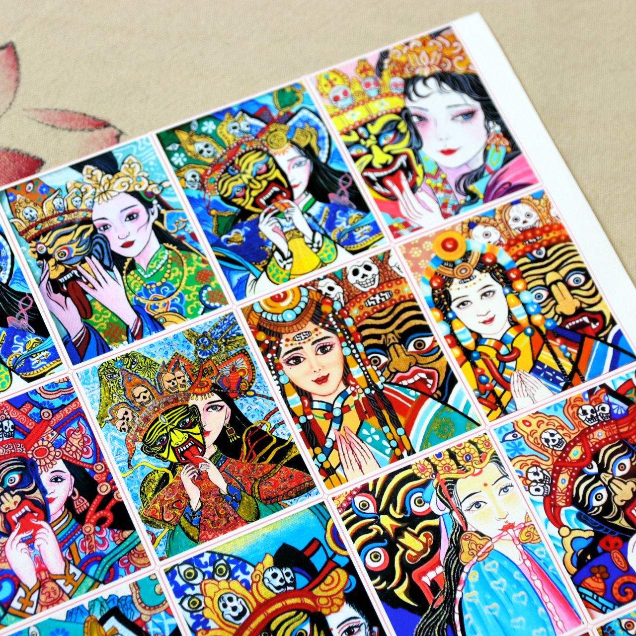 Customized Thangka Painting Core Wholesale Zakiram Wife Green Tara Big Black Day Optional Hand-Painted with Gold Painting