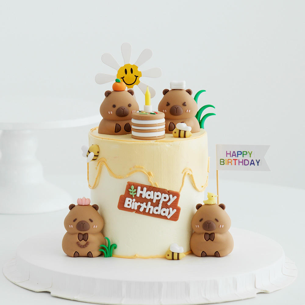 Декорация для торта в виде капибары, мультяшные животные, украшения для выпечки, детские украшения для стола