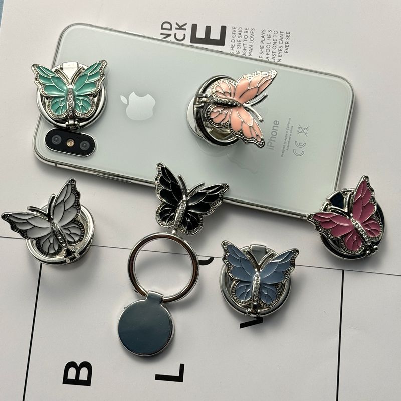Cross-border Mobile Phone Ring Bracket Rotating Creative Butterfly Folding Finger Buckle Universal Back Lazy Desktop Support Stand