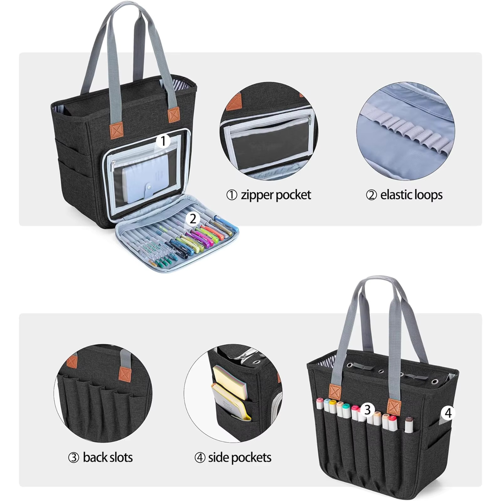 Large Size Learning Items Multi-Pockets Women Handbag Cover Carrying Bag Other