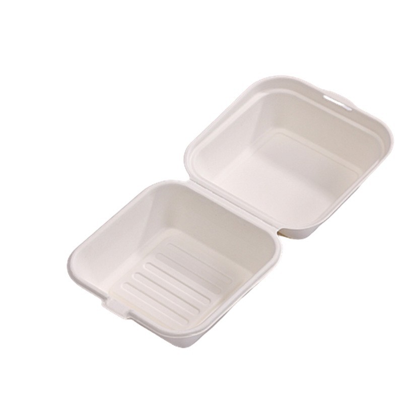 Trendy Butter Rice Cake Packaging Box Cake Bento Thickened Pulp Burger Box Biodegradable Unlockable Box Creative Heatable