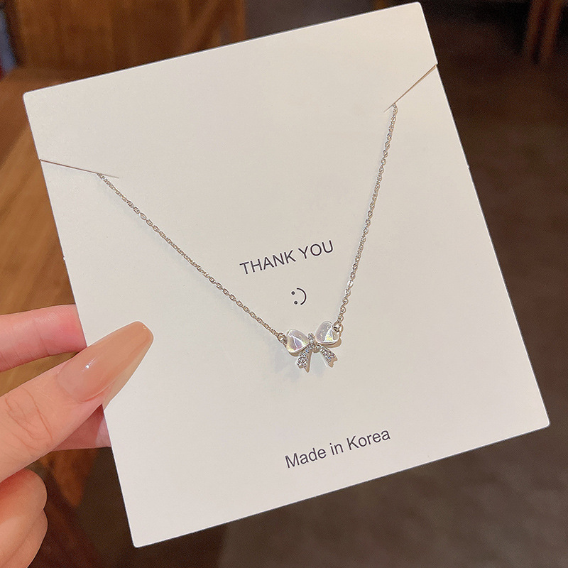 Light Luxury Niche Bowknot Necklace Women's Ins Trendy Super Fairy All-match Elegant Fresh Titanium Steel Clavicle Chain