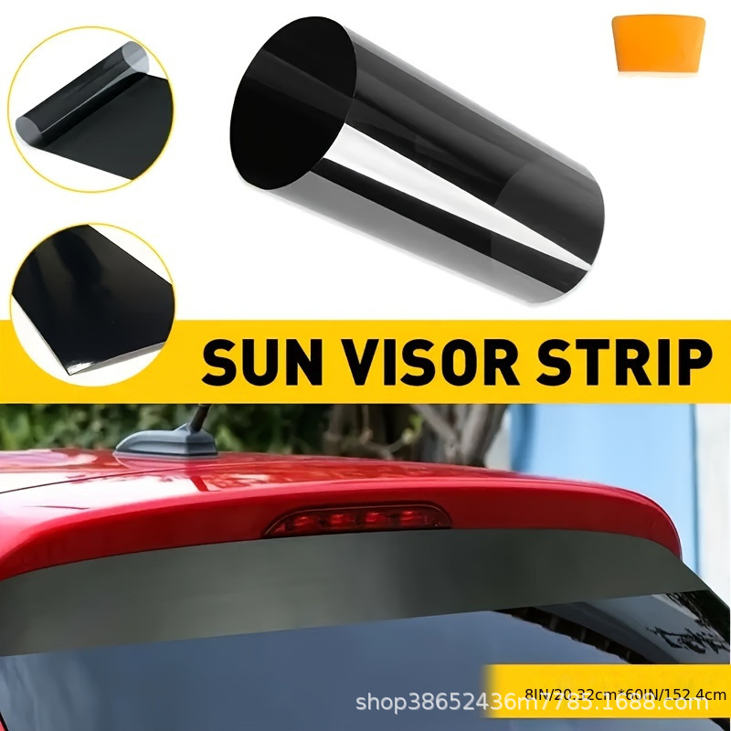 Black car window sunshade strip UV resistant durable waterproof car front windshield film shading sticker