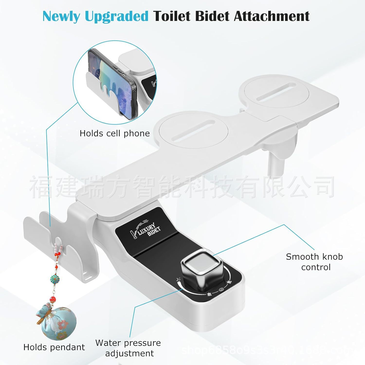 Foreign trade non-electric smart toilet lid foldable body cleaner with mobile phone rack double nozzle washing women's cleaner