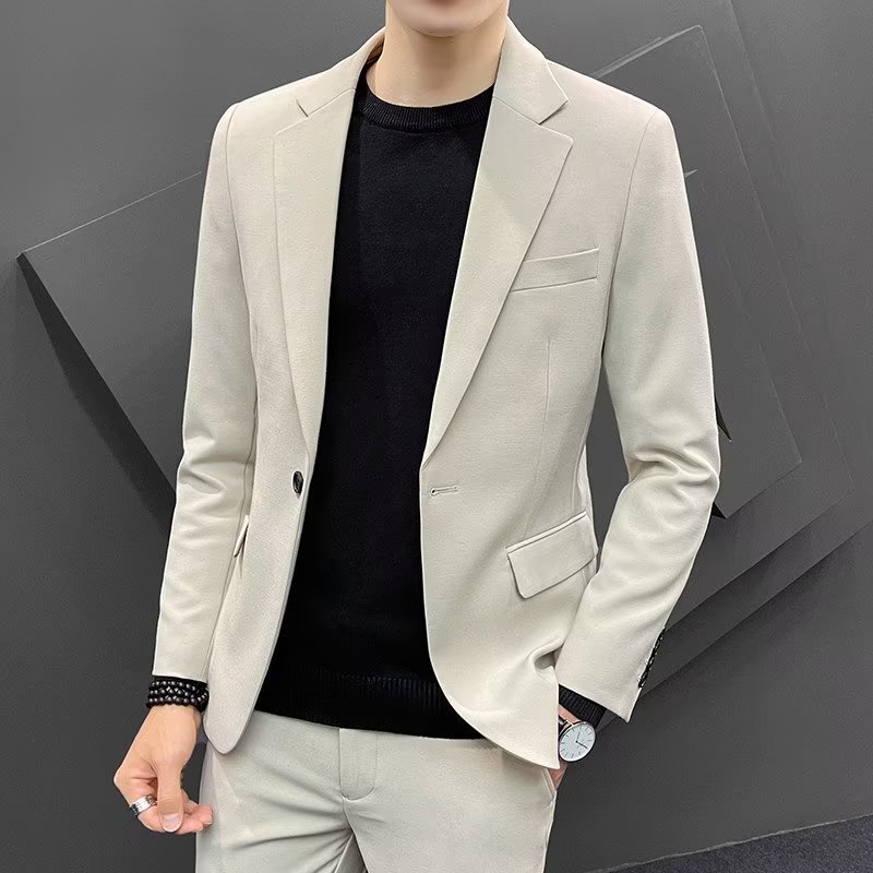 Suit jacket men's autumn and winter New 2023 Hong Kong style business slim fit professional wedding formal wear small suit all-matching