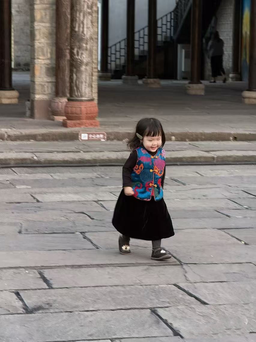 Hanfu Boys and Girls Tang Suit Autumn Chinese Style New Chinese Style Children's Blue Vest Baby Coat Mid-Autumn Festival Clothing