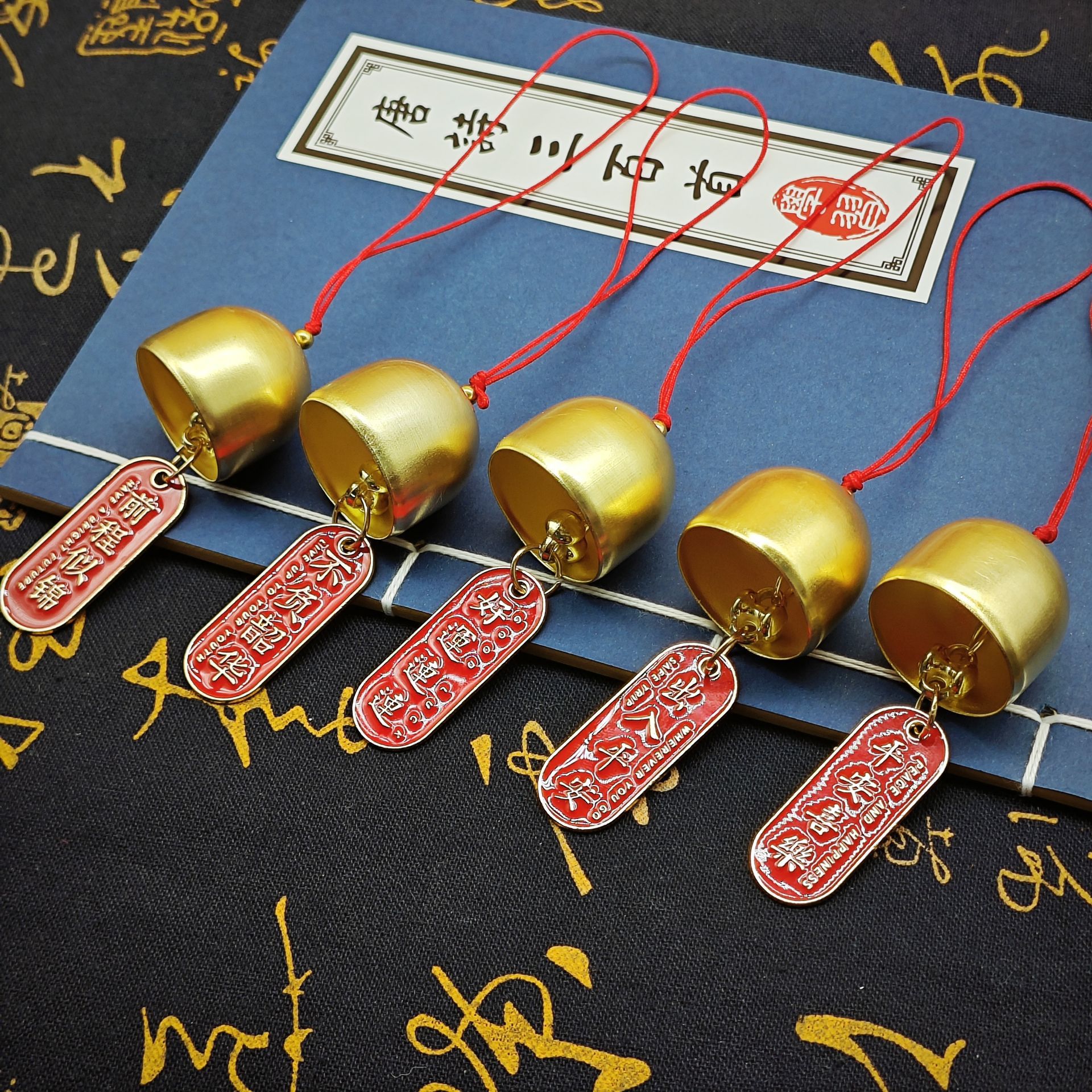 Pure Copper Wind Chime DIY Trinket Material Christmas Bell DIY Accessories Metal Small Bell with Bell Hammer Ring Pendant