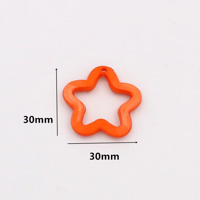 Acrylic Cut Out Beaded DIY Jewelry Accessories Beads Five-Pointed Star Plum Blossom 30mm Perforated Material Package Bead String Pendant