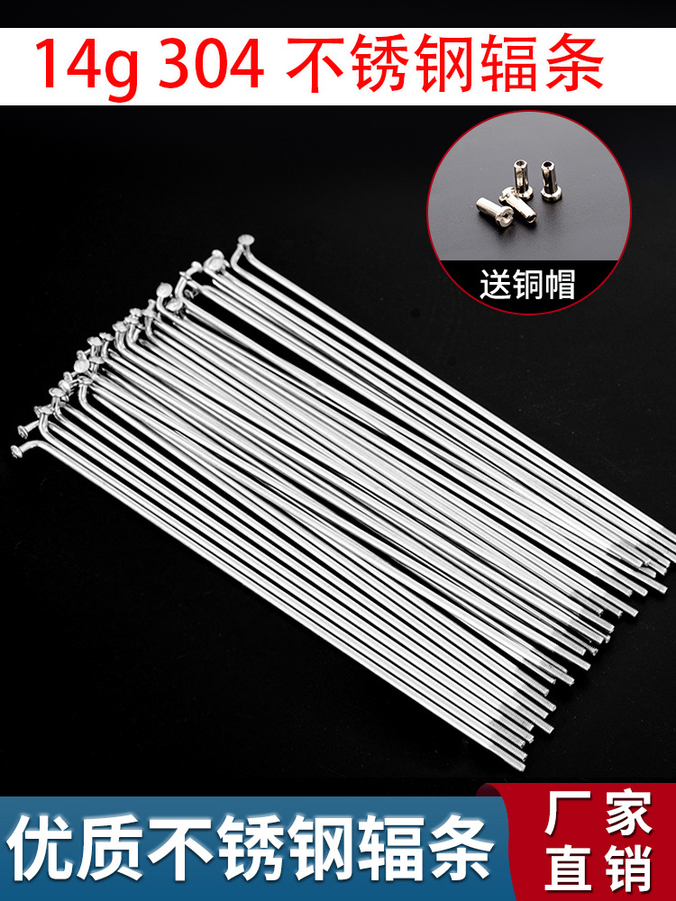 14g Stainless Steel Spoke Mountain Bike Spoke 304 Stainless Steel Wire Road Bike Spoke Spoke Cap Silver