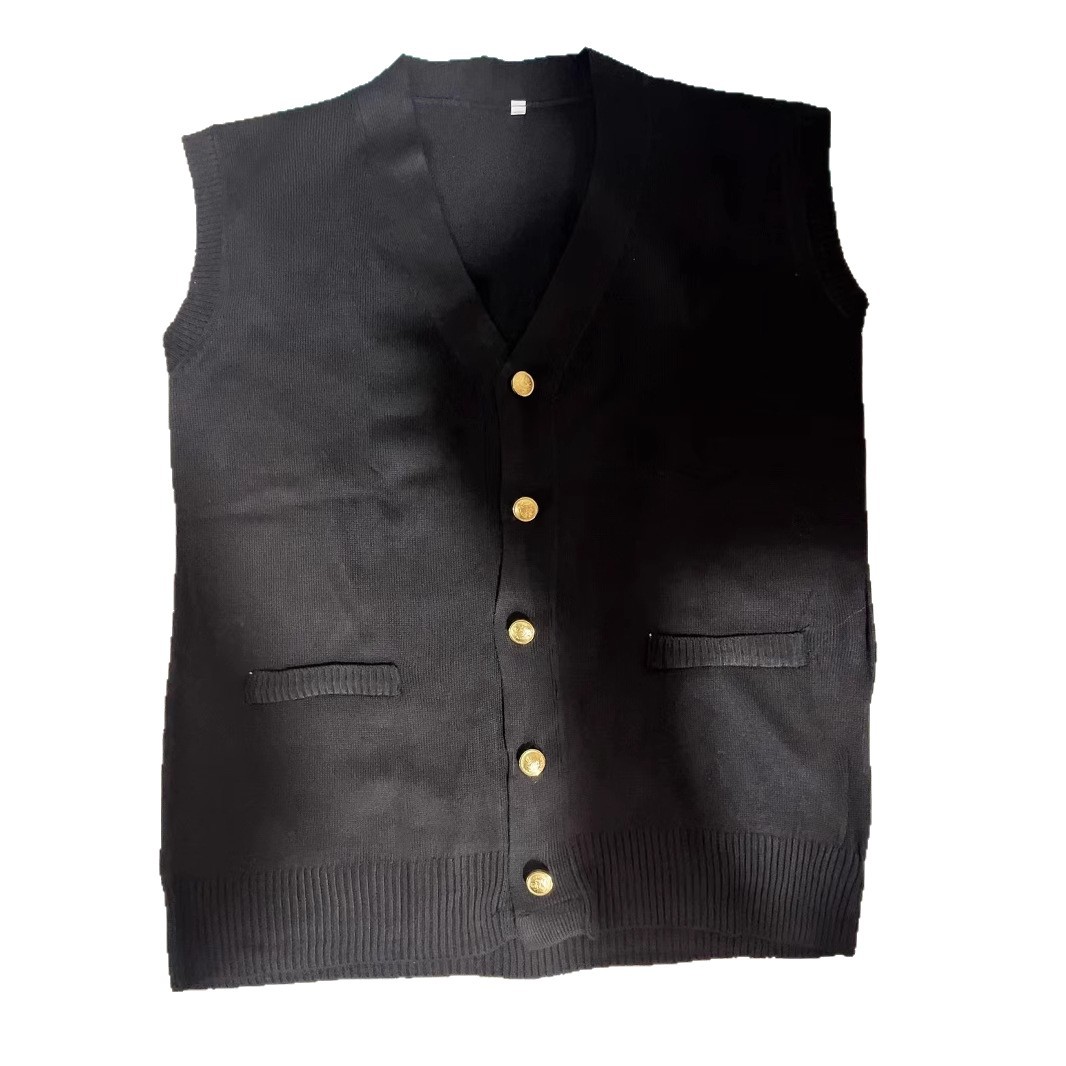 Gentle Knitted Cardigan V-Neck Vest Jk Japanese College Style Coat Vest Sweater Black Outer Knitted Vest