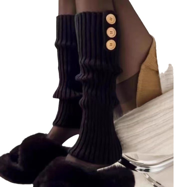 White Knitted Pile Socks for Women, Woolen Mid-Calf Extended Foot Covers, Calf Autumn and Winter Jk Warm Sexy Cold-Proof Boots