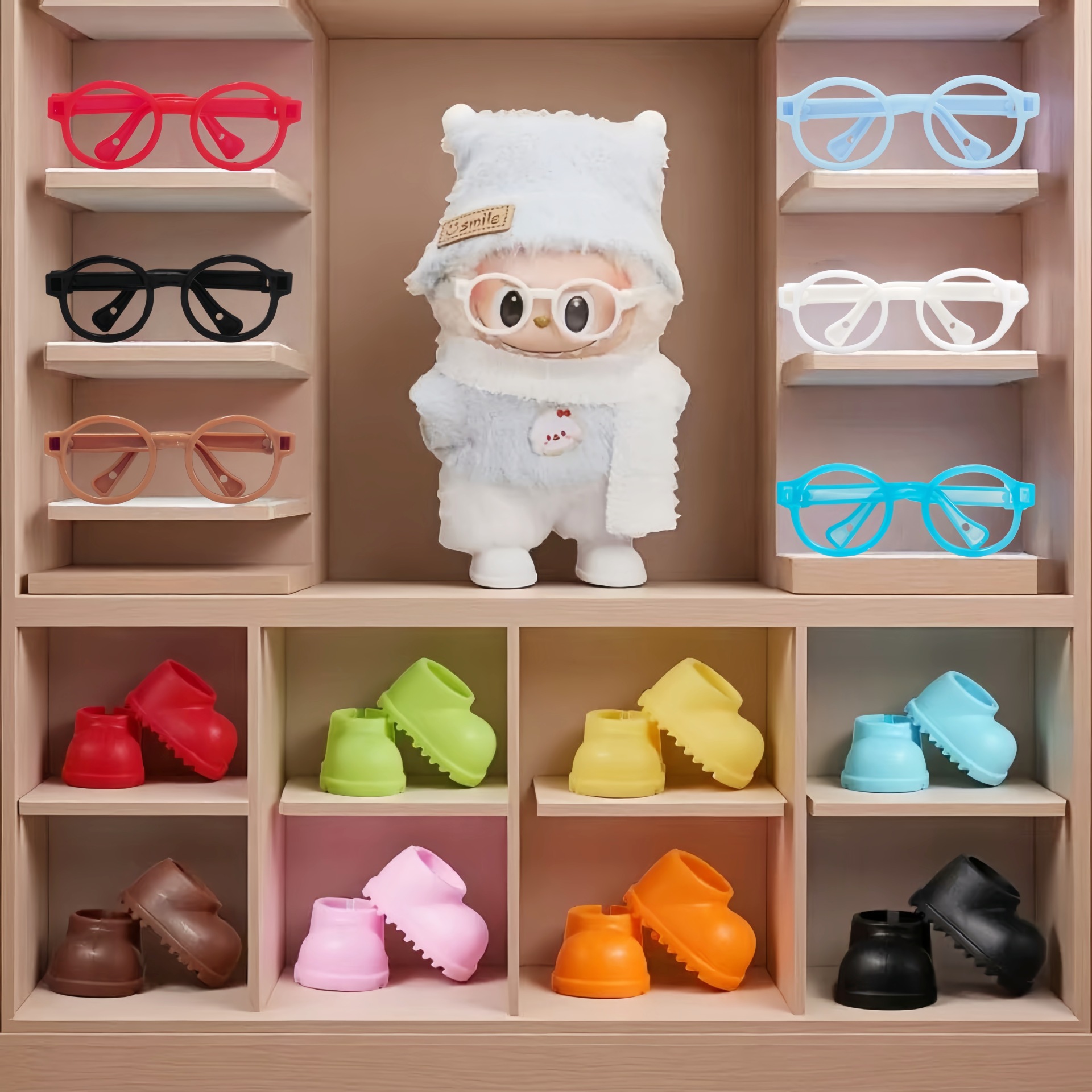 Второе и четвертое поколение обуви и очков Лабубу аксессуары 4-е поколение Лабубу DIY сборка аксессуары обувь наушники короткие ботинки