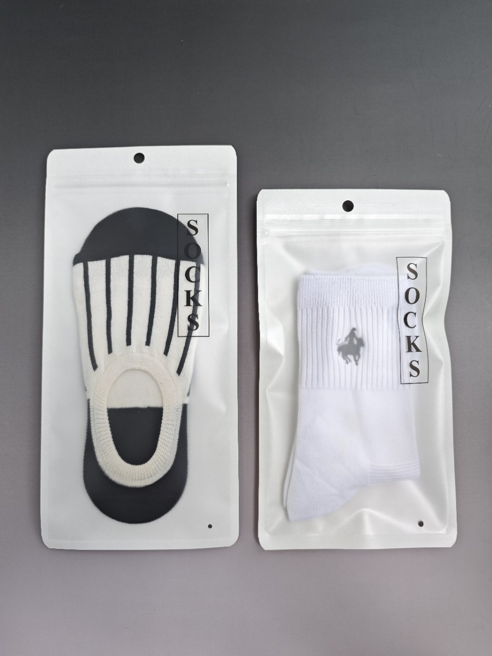Sock Independent Packaging Bag Three-Side Sealing Composite White Kraft Paper High-End Sock Packaging Gift Sock Packaging Bag