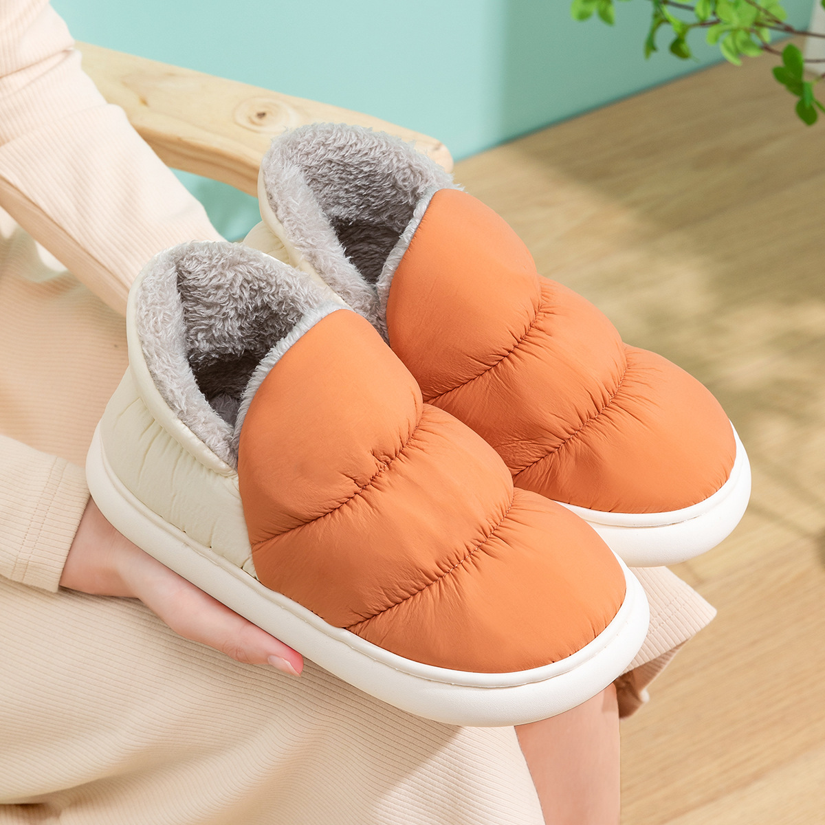 Lidani Down Cotton Shoes Women's Outer Wear Non-slip Winter Warm Home Indoor Moon Shoes Couple Cotton Slippers Men's Wholesale
