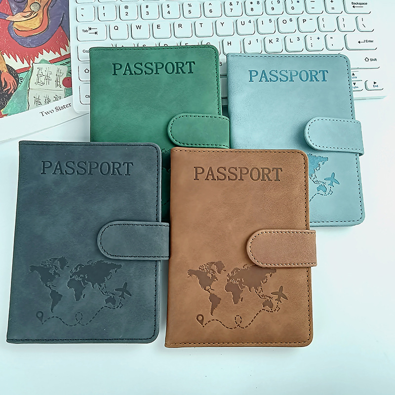 Cross-border in stock multi-color passport protection this set can be set LOGO passport holder pu leather skin feeling leather passport bag