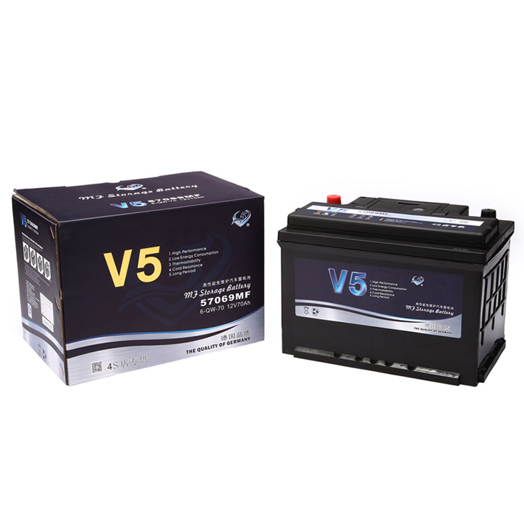 Manufacturers supply V5 car battery 12V70AH lead-acid maintenance-free high-performance car battery 57069 wholesale