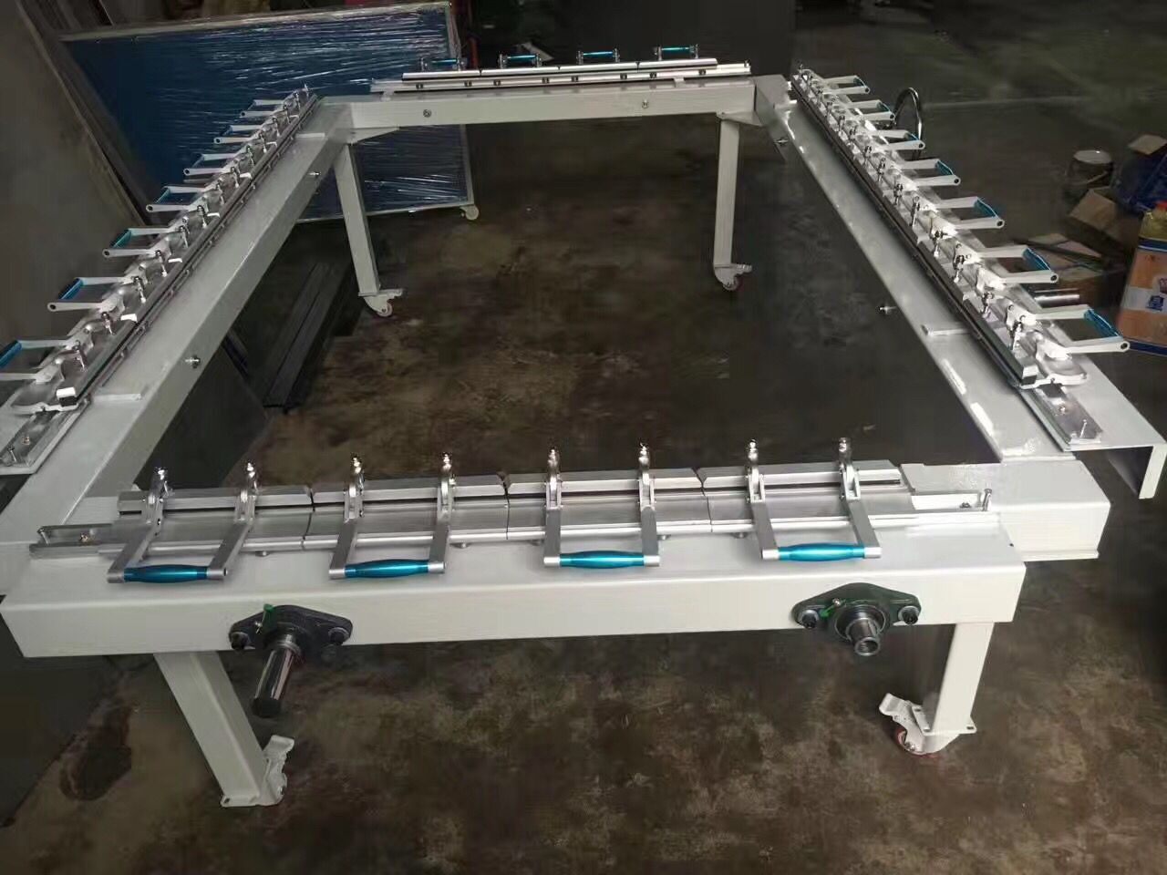 High Tension Turbine Worm Rod Pulling Machine Mechanical Double Aluminum Clamp Stretching Machine Screen Printing Stretching Machine