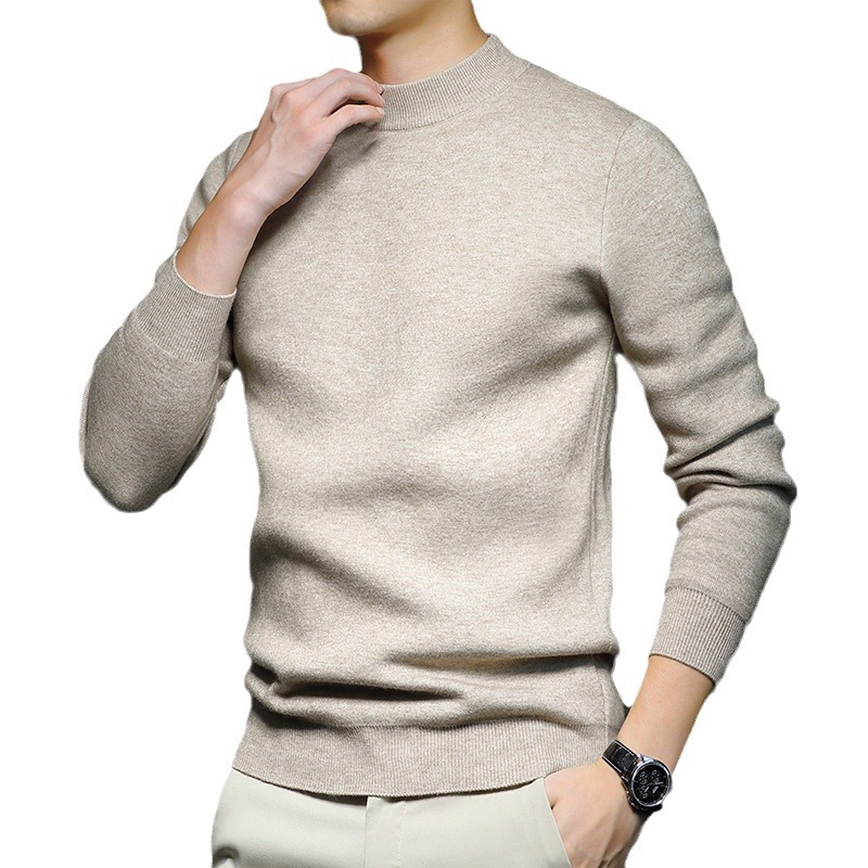 Puyuan sweater autumn and winter new 450g pure wool men's sweater round neck warm padded base sweater men