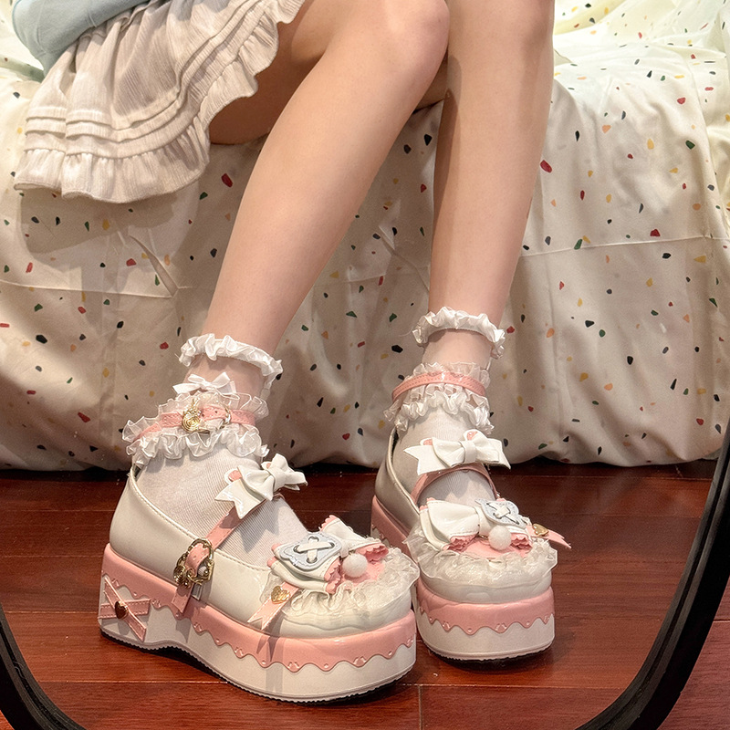 Lolita wind shoes Japanese students jk uniform thick soled college big head small leather shoes Lolita soft sister Jane