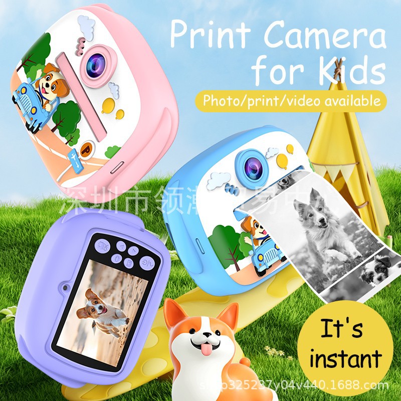 Instant Photo Children's Printing Camera, High-Definition Digital Dual-Camera, Can Record and Upload to Mobile Phone, New Instant Photo Camera