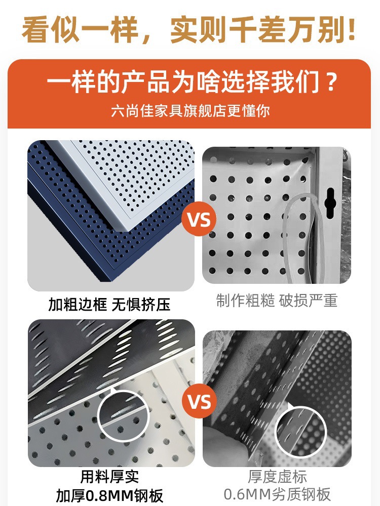 Wall Panel Wrought Iron Thickeneded Hole Plate Stainless Steel Hardware Tool Storage Rack Round Hole Display Rack Punching Plate