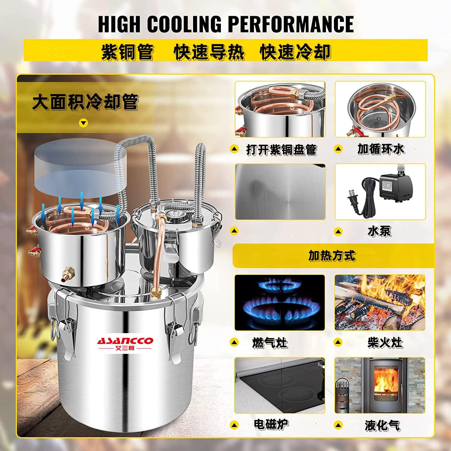 Small Household Wine Steamer Brewing Equipment Distillation Barrel Liquor Fruit Wine Pure Dew Machine Fermentation Brewing All-in-One Machine