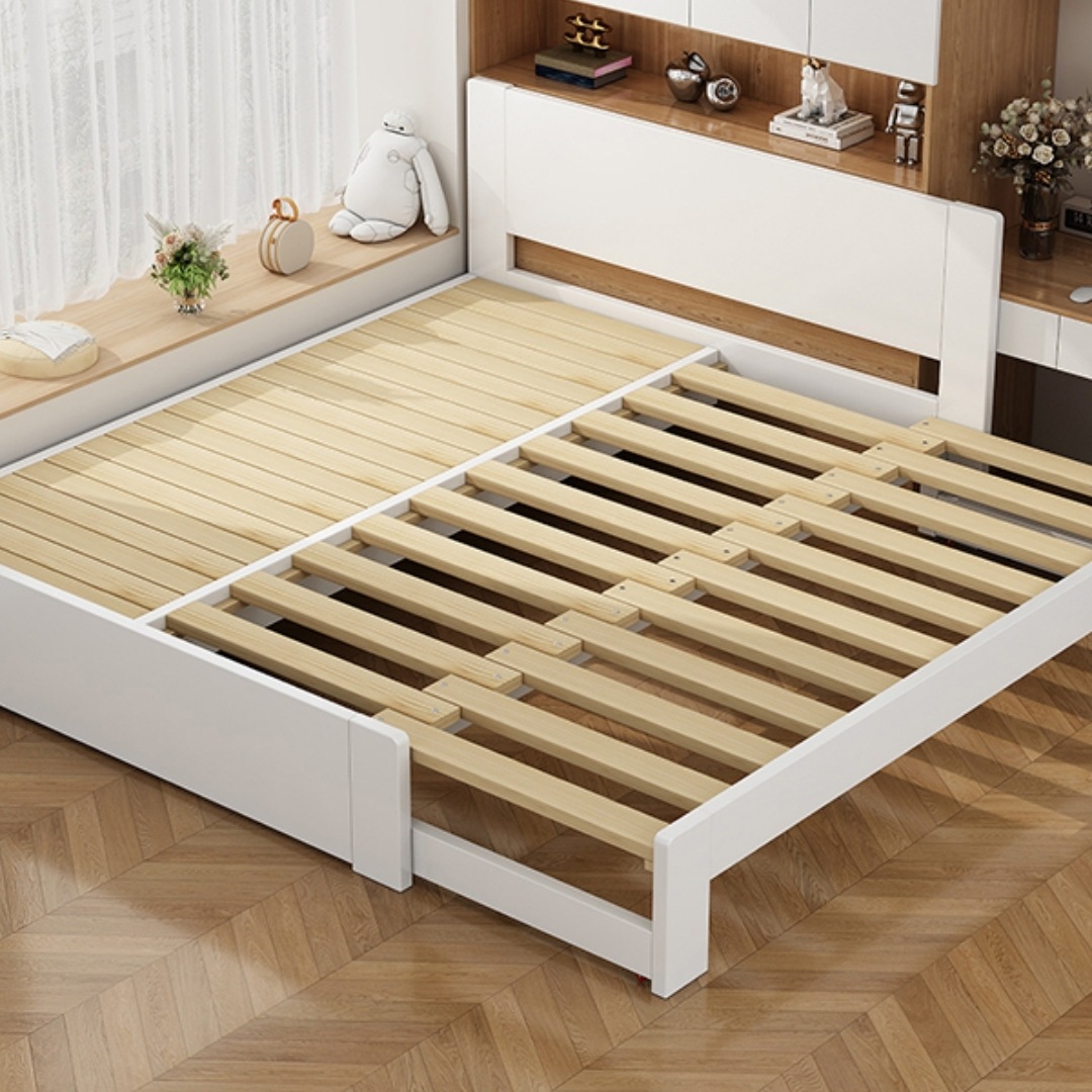 Xuanran Solid Wood Pull-Out Bed Push-Pull Folding Stretch Sofa Bed Multi-Functional Pull-Out Bed Picture Album Type Others