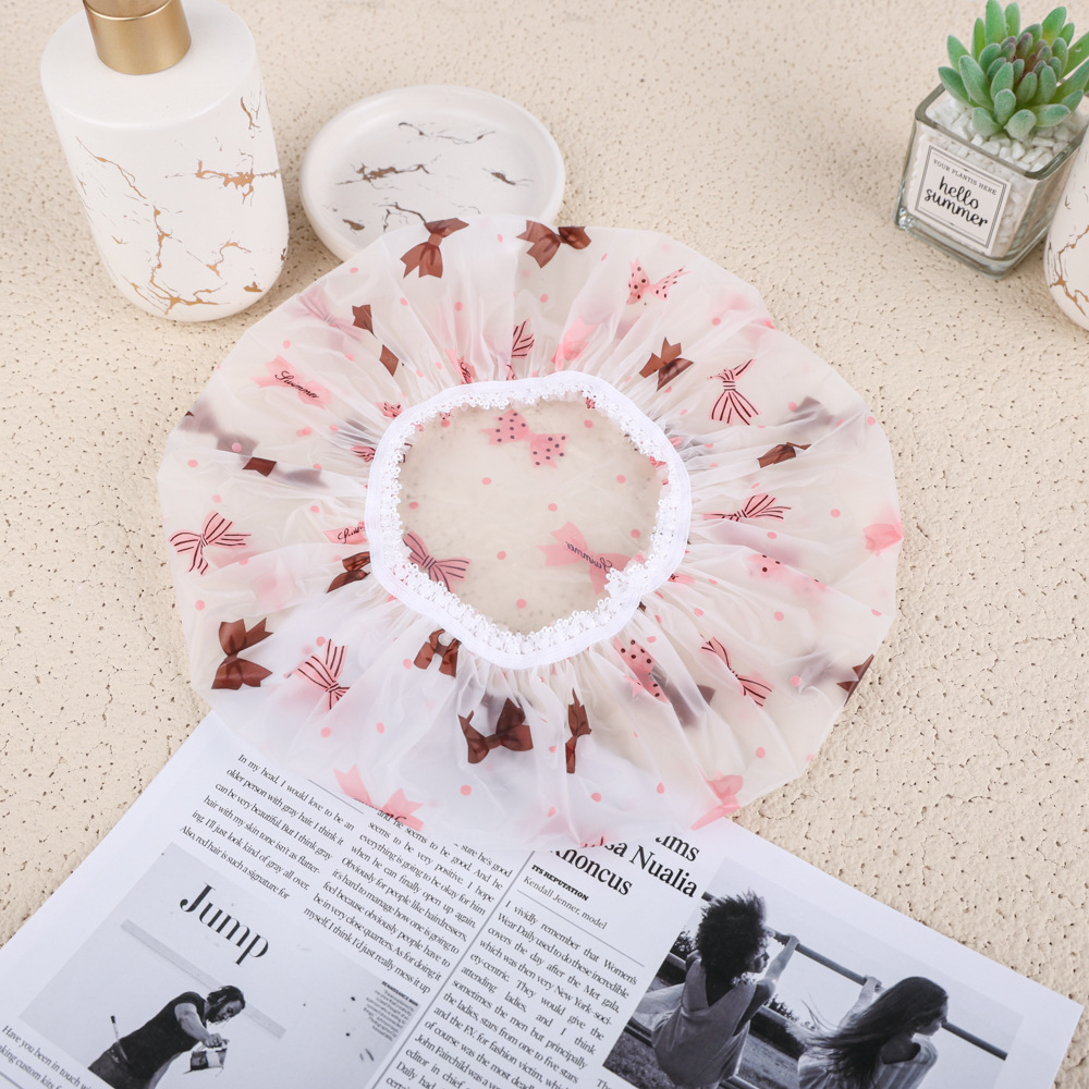 Factory Direct Sale Pe Thickened Shower Cap, Hair Treatment Cap, Shower and Bath Dry Hair Cap, Disposable Hair Care Absorbent Ear Protection Cap