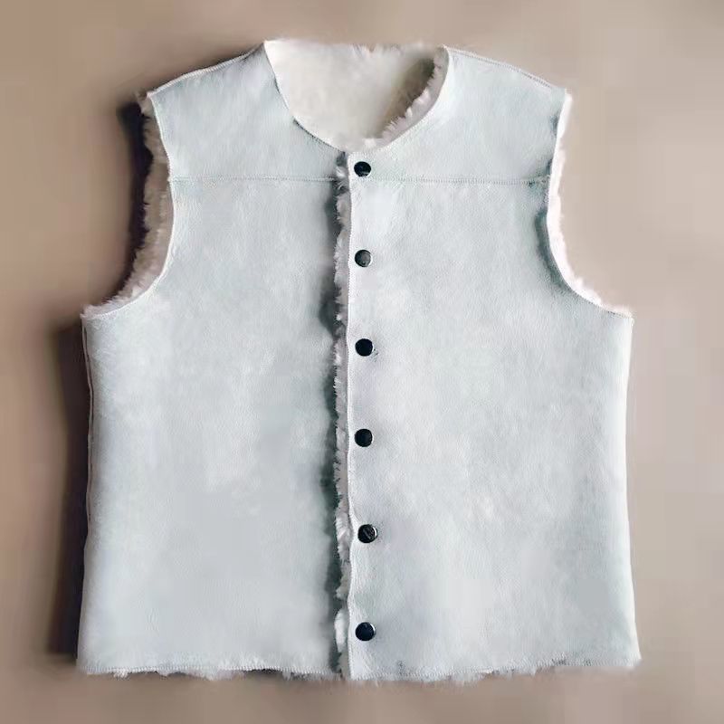 Purely Handmade Wool Vest, Winter Men's and Women's Fur Integrated Goatskin Vest, Thickeneded Real Goatskin Vest to Keep Out the Cold