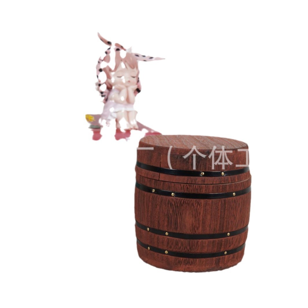 Vintage Wooden Coffee Bean Wooden Barrel Household Kitchen Wooden Seasoning Storage Barrel Portable Tea Packaging Barrel