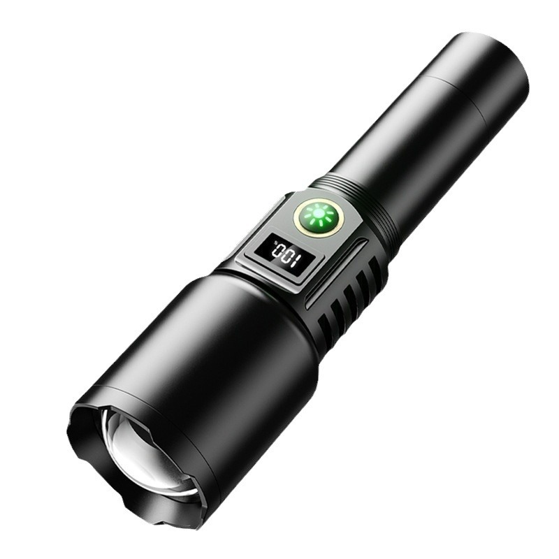 Cross-border new bright white laser Wick charging multi-functional telescopic zoom long-range focusing outdoor lighting flashlight