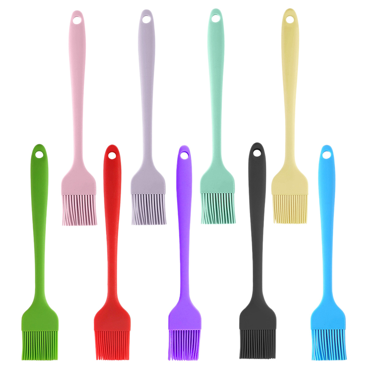 Cross-Border Food Grade One-Piece Silicone Oil Brush Baking Barbecue Brush Kitchen Pancake Silicone Brush High Temperature Resistant Barbecue Tool