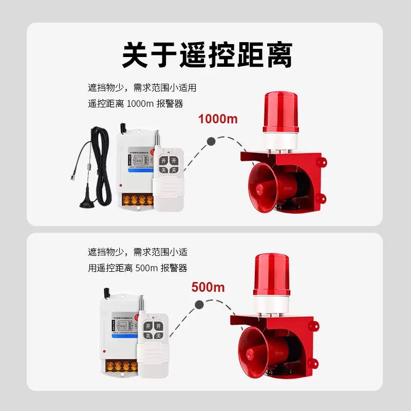 High-Power Industrial Alarm 220V One-Button Remote Control Sound and Light Integrated Fire Voice Alarm Super Loud Speaker