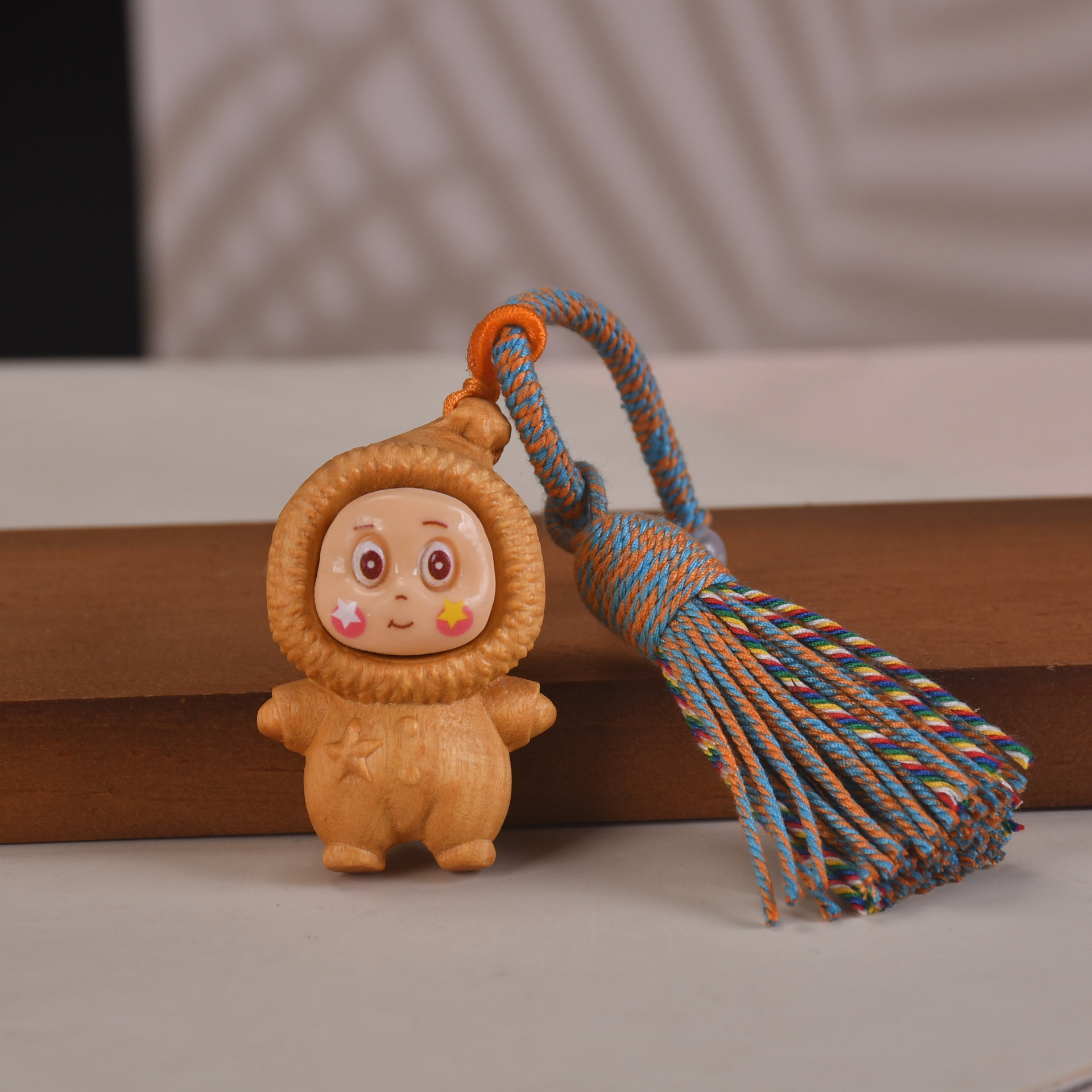 Rainbow Wood Internet Celebrity Healing Star Cartoon Cute Tassel Bag Keychain Toy Pendant Waist Badge Accessory