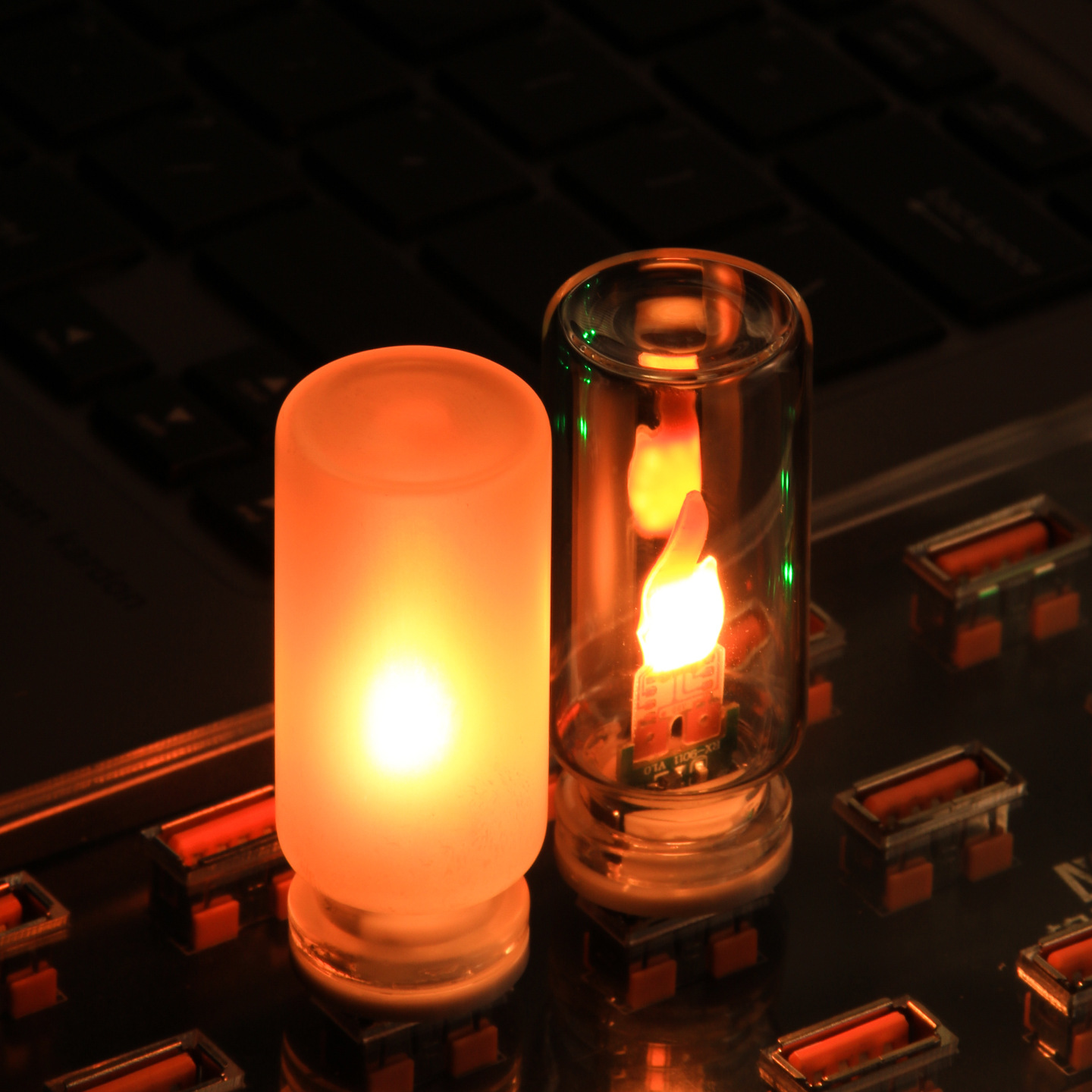 Rx9008 Glass Bottle Led Flame Lamp USB Simulated Flame Christmas Atmosphere Lamp Retro Candle Night Light